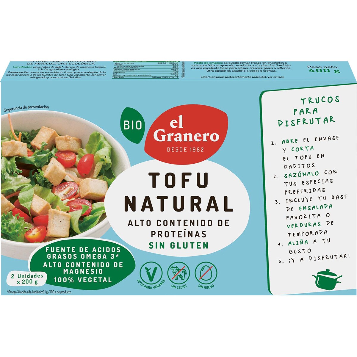 Bio Tofu Natural Ecol Gico Sin Gluten Y Vegano Envase G El