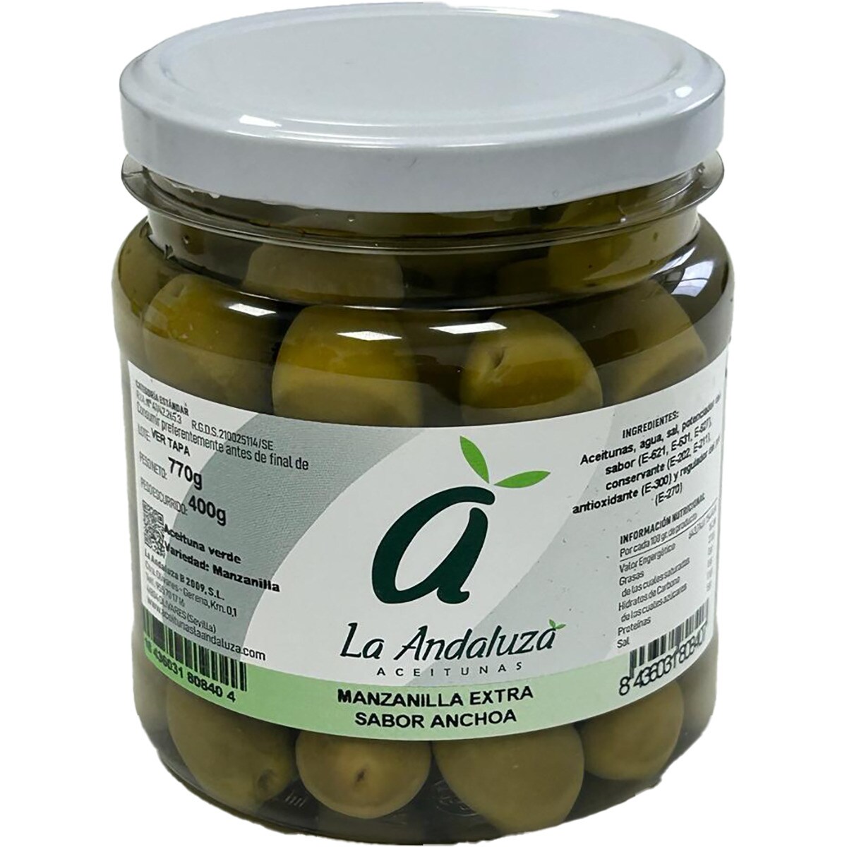 Aceitunas Manzanilla Extra Sabor A Anchoa Tarro 400 G Neto Escurrido