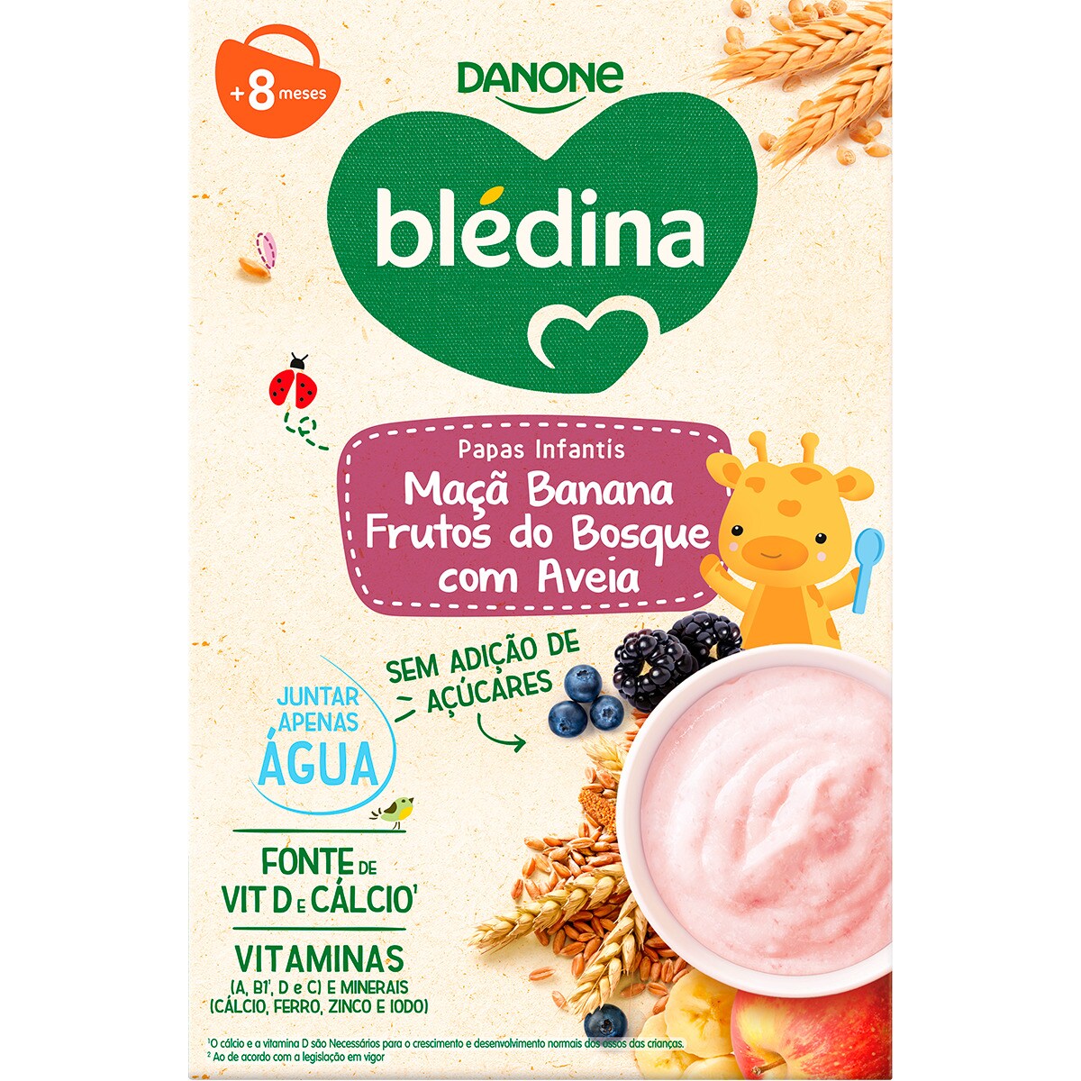 Papinhas de Bebé Maçã Banana e Frutos do Bosque Aveia 8 Meses