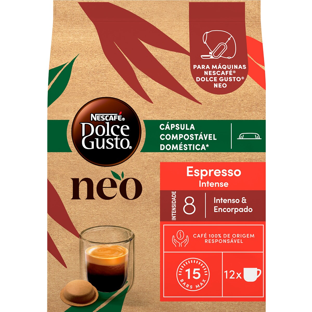 Café Expresso Intenso embalagem 12 unidades Nescafé Dolce Gusto Neo