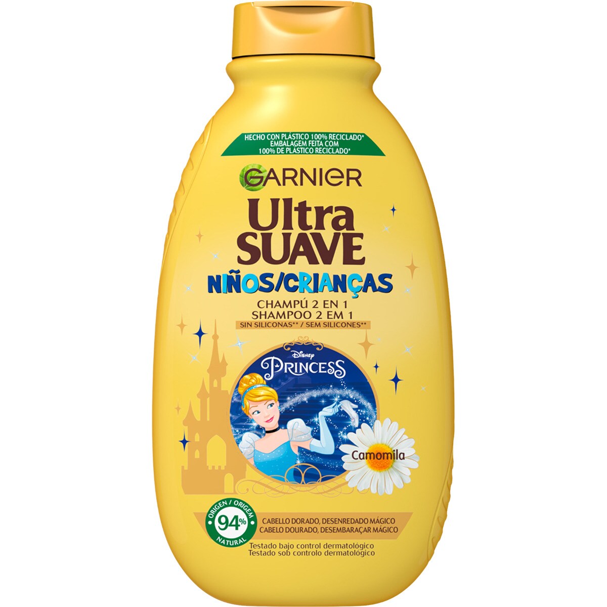 Ultra Suave champú niños 2 en 1 iluminador Princesas con camomila y