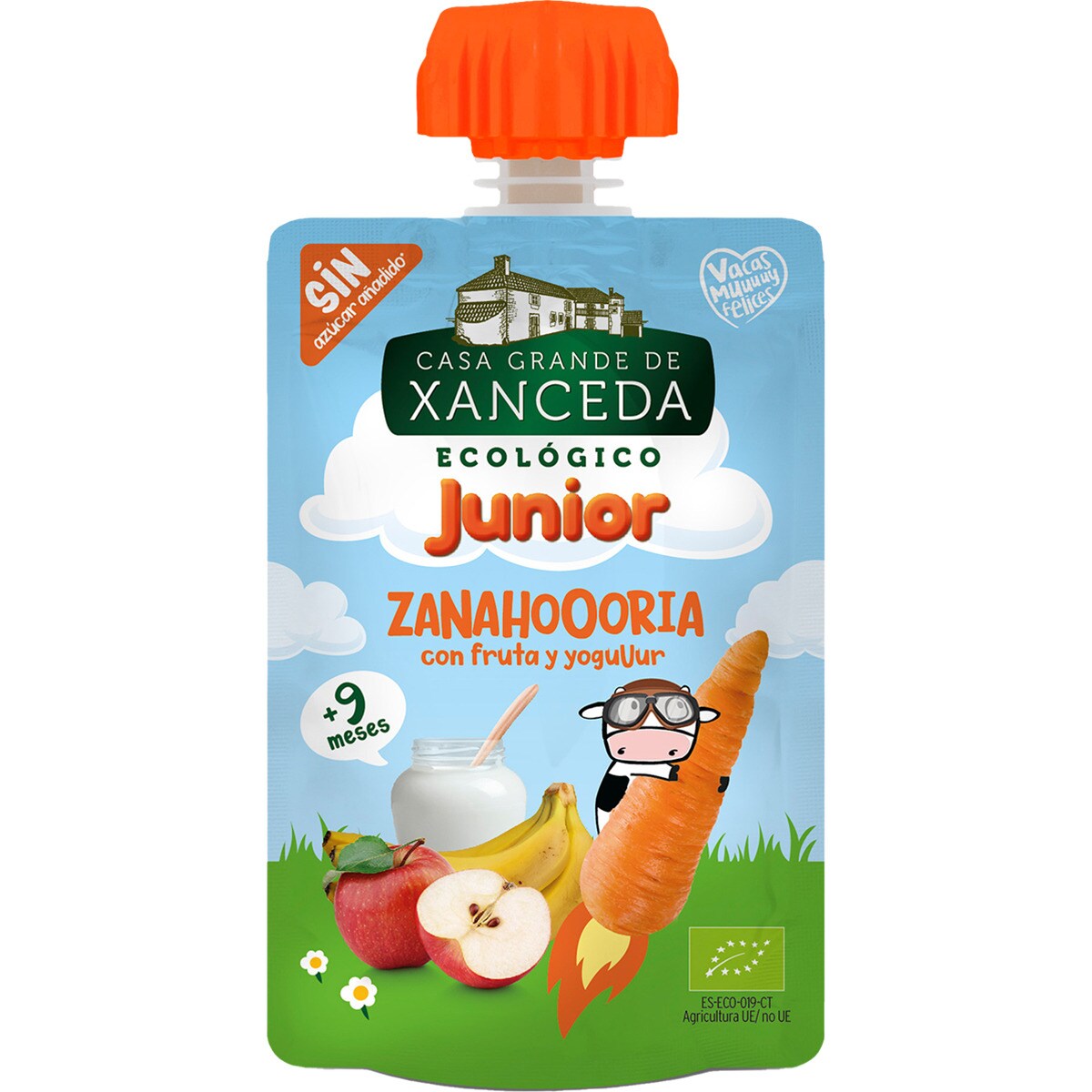 Yogur ecológico con frutas y zanahoria sin gluten desde 9 meses bolsita