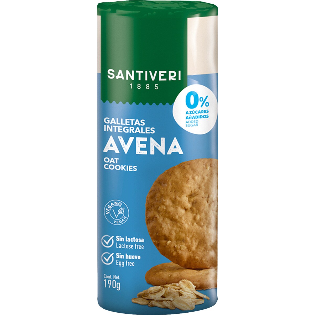 Galletas integrales con avena 0 azúcares añadidos sin lactosa envase