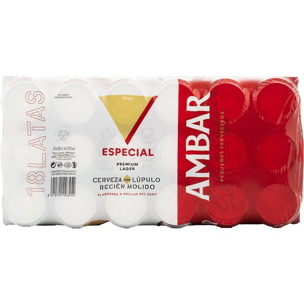 Cerveza Rubia Especial Tipo Premium Lager Pack Latas Cl Ambar