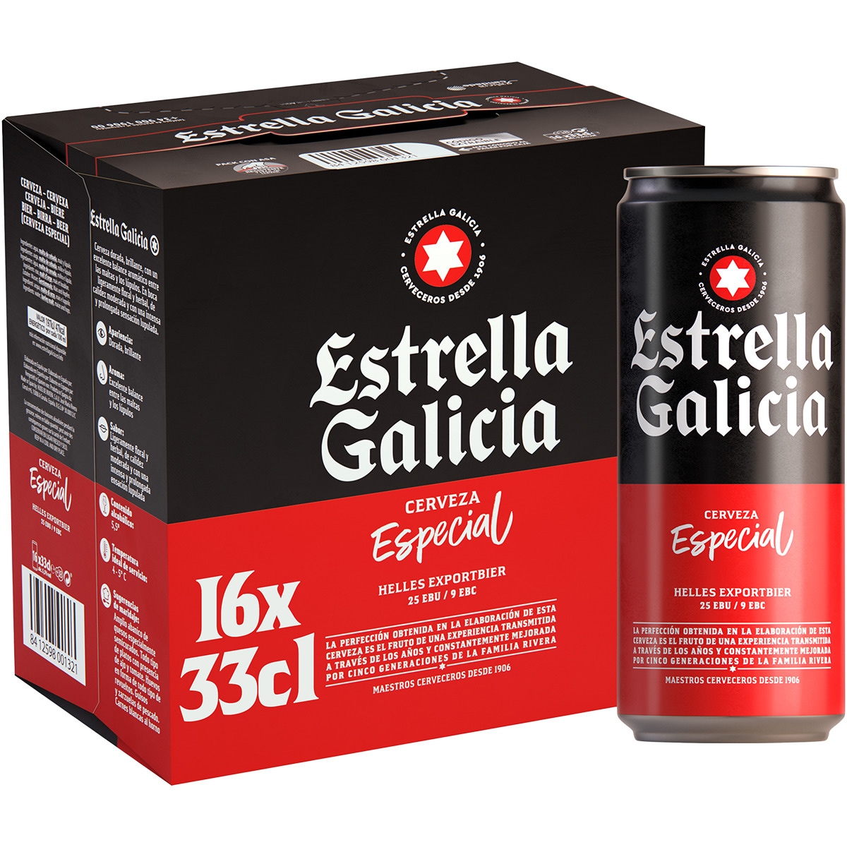 Cerveza Rubia Especial Pack 16 Latas 33 Cl ESTRELLA GALICIA