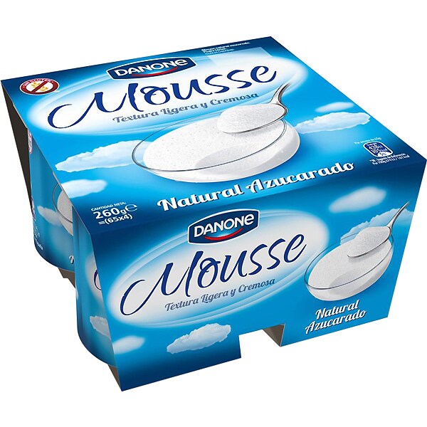 Mousse sweetened plain creamy yogurt, glutenfree 4pack units 65 g