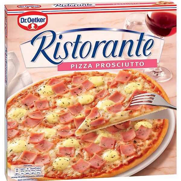 Prosciutto pizza sabor clásico con jamón y queso suave estuche 330 g · DR. OETKER RISTORANTE