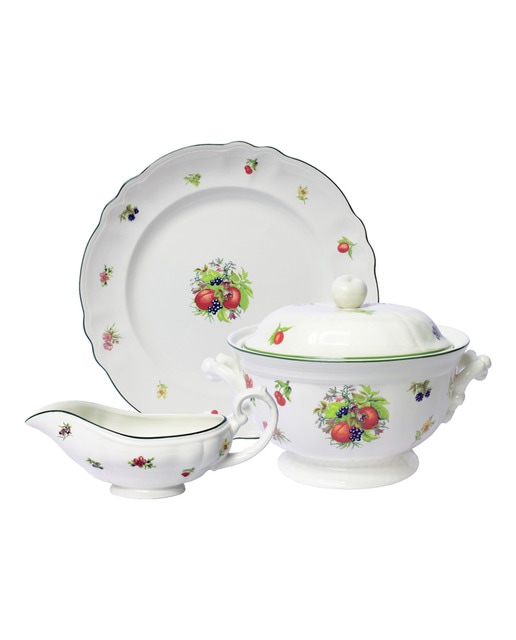 Vajilla de 56 piezas Flores y Frutas San Claudio