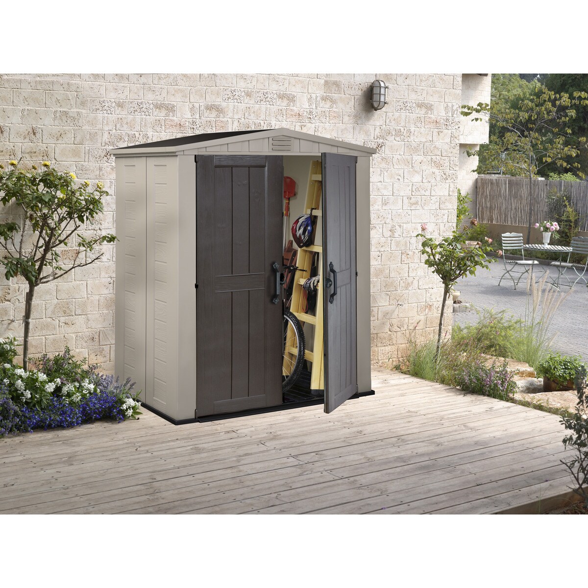 Caseta resina Factor 6x3 178x208x113 cm y 3,5m2 Beige / Marrón-2