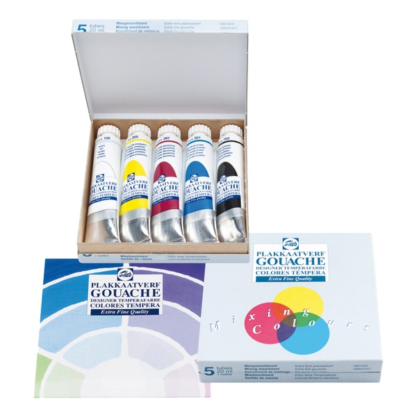 Set de Cinco Tubos de Témpera Gouache Colores Primarios de 20 Ml Talens Multicolor
