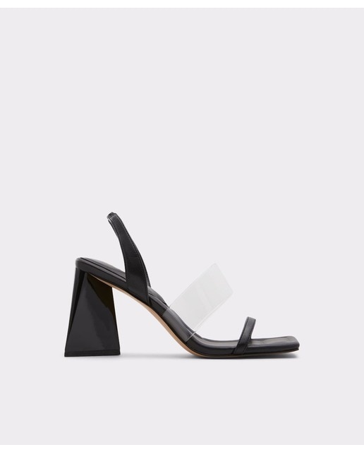 Sandalias de tacón de mujer en color negro con tacón bloque