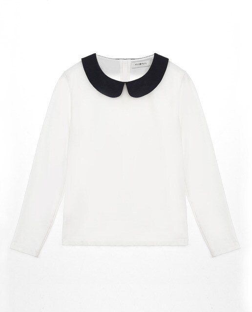 Niña · Peter Moda Mini Blanco Con Cuello De Pan Molly El Camiseta Fwz15xF