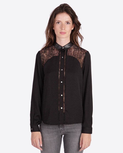 camisa negra mujer el corte ingles