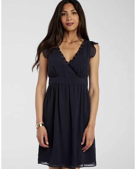 Vestido de mujer Naf Naf corto con escote cruzado en azul marino · Moda · El Corte Inglés Vestido de mujer Naf Naf corto con escote cruzado en azul marino · Moda · El Corte Inglés