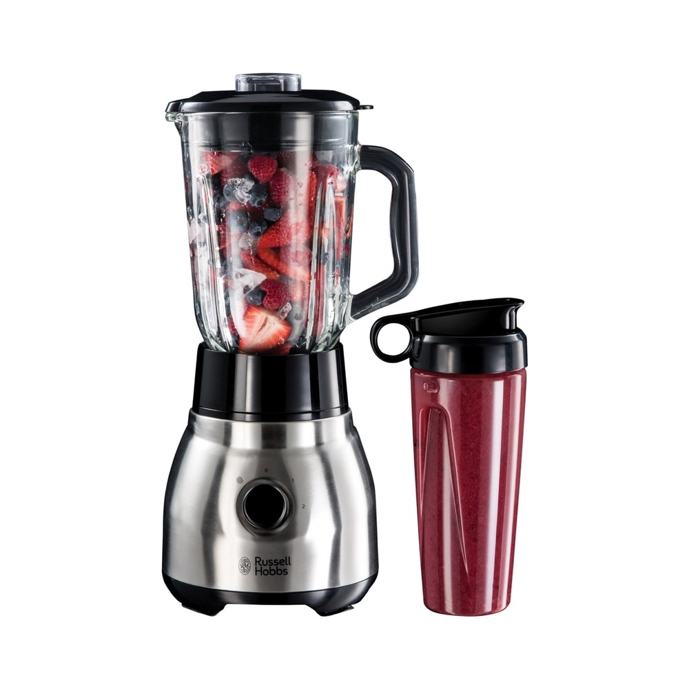 Russell Hobbs – Batidora de vaso 2 en 1 Russell Hobbs Steel de Acero Inoxidable con jarra de cristal de 1,5 l.