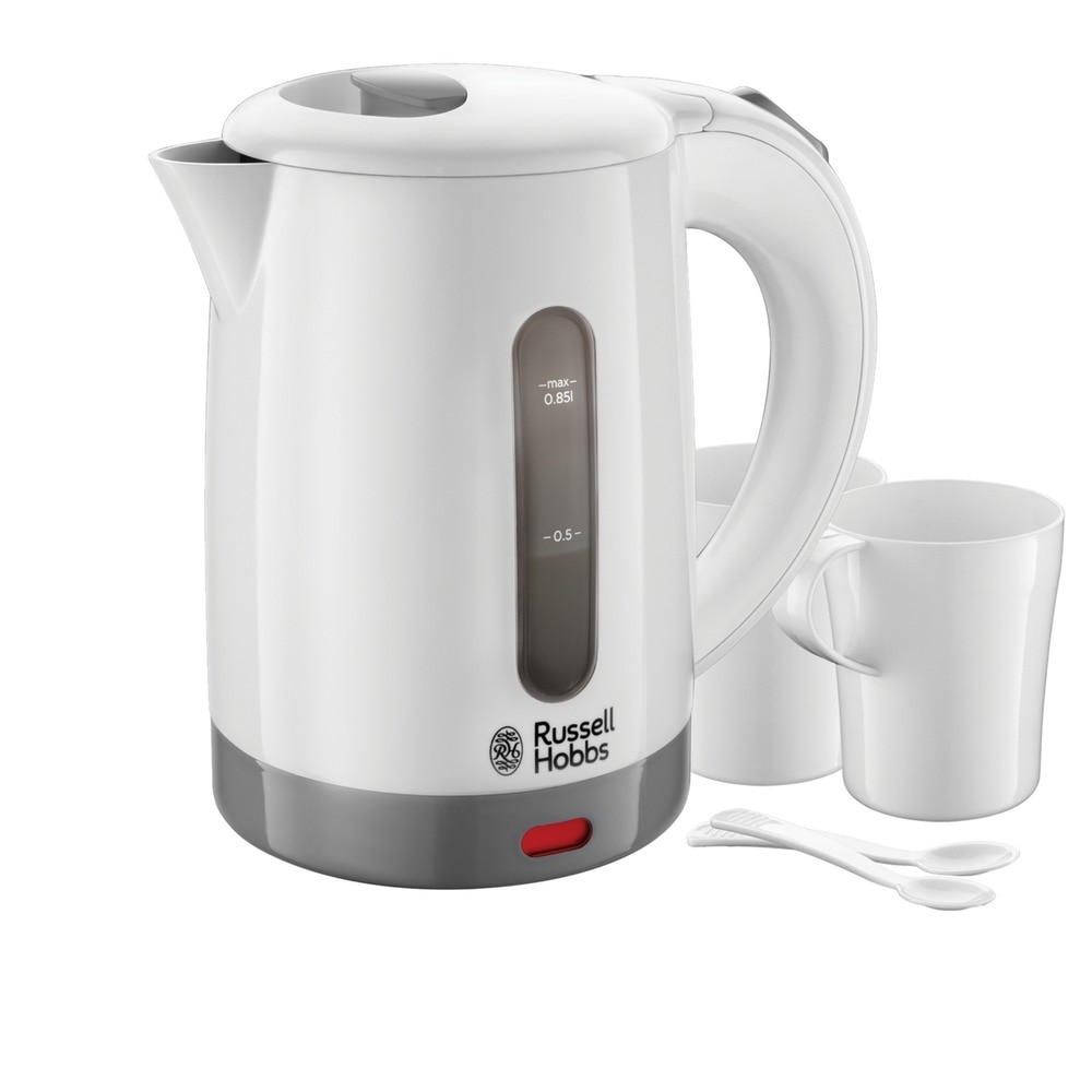 Hervidor de Viaje Russell Hobbs Travel Kettle con tazas y cucharas incluidas