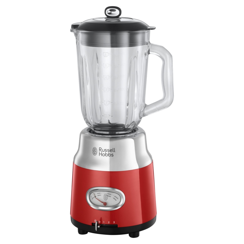 Batidora de Vaso Russell Hobbs Retro de Color Roja con 3 Velocidades y Función Pulse