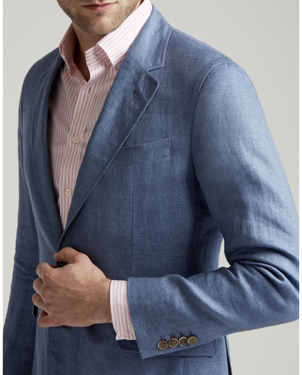 Americana Lino Verde Kaki Hombre