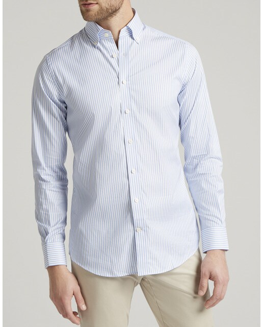Hackett Camisa De Hombre Corte Slim Estampado A Rayas En Camisa Hackett Azul Rayas Cuello blanco hombre