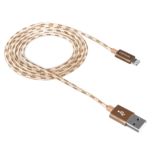Canyon Cable Lightning USB trenzado metálico oro