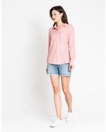 Algodón De Color Salmón Camisa Lee Mujer thxCsQrd