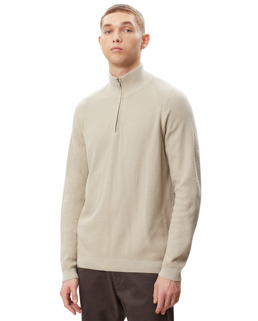 Jersey de Cuello Alto Con Cremallera de Algod/ón azul