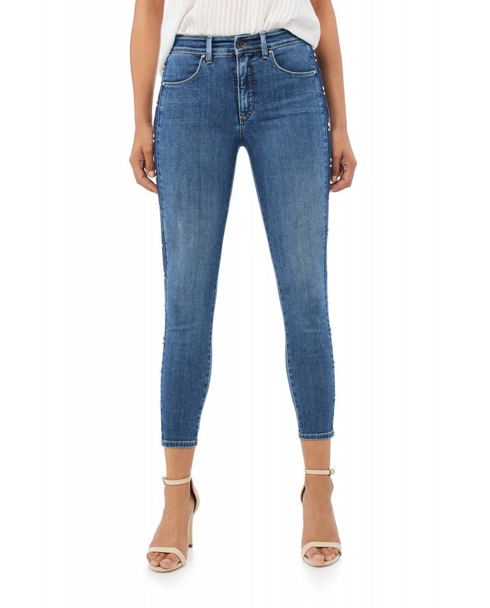 Cierre Push Laterales Vaquero Botón Salsa Capri In De Cintas Mujer Y Con culK1J5TF3