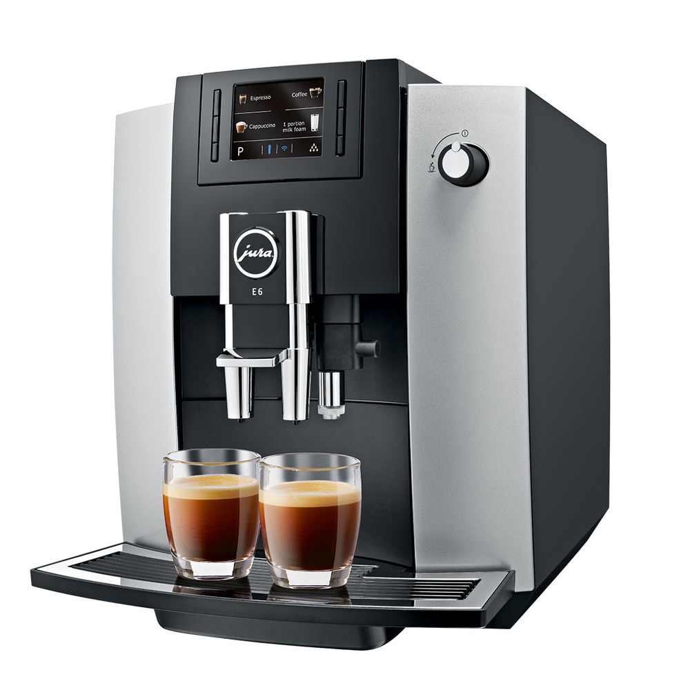 Jura E6 Platina independiente espresso negro platino 19 16 tazas totalmente cafetera molinillo integrado 1450 15058 15