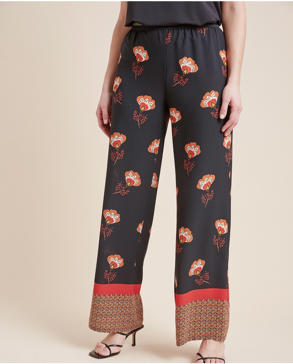 Pantalón Ancho De Mujer Estampado Con Cintura Elástica · Moda · El ...