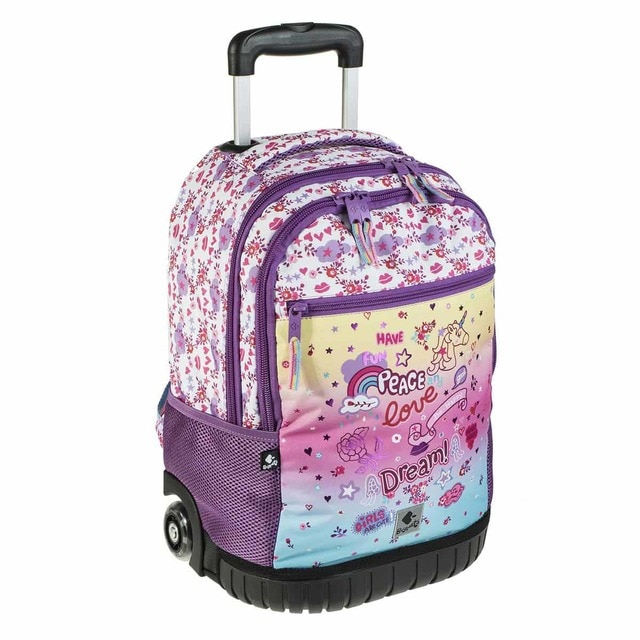 Mochila con ruedas Busquets Rainbow estampada con dos bolsillos principales