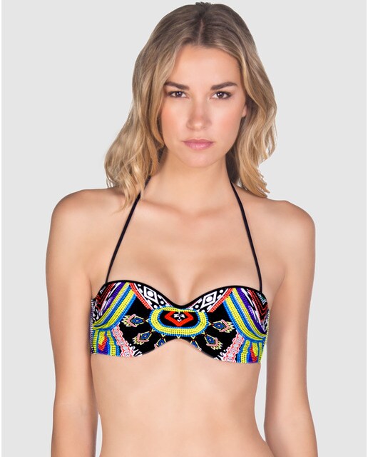 De Dolores Cortés Estampado Top Bikini Tribal Con Bandeau EDI9H2