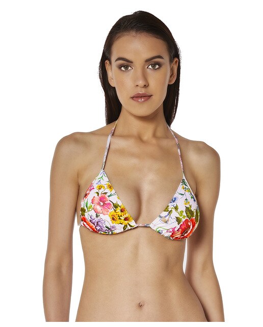 Top de bikini Cristina con foam y sin aro con estampado de flores