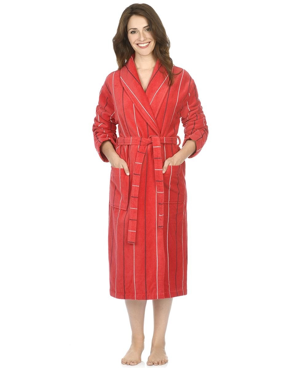 Bata de mujer de algodón rojo con rayas · Lohe · Moda · El Corte Inglés