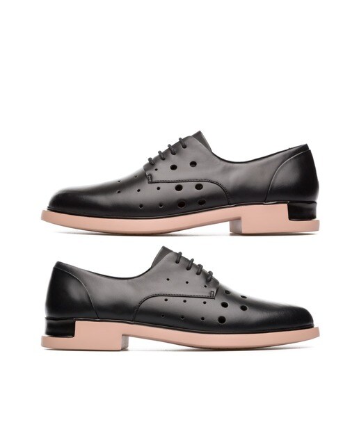 Vacuna En Camper Color Piel Cordones Zapatos Negro Mujer De AwqXxTYn7z