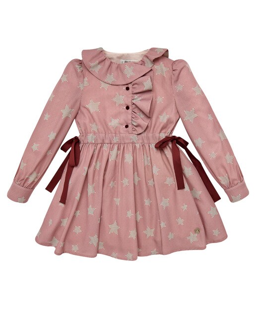 Palo Rosa Color Vestido En Pili Manga De Niña Carrera Larga q0w0a8zvx