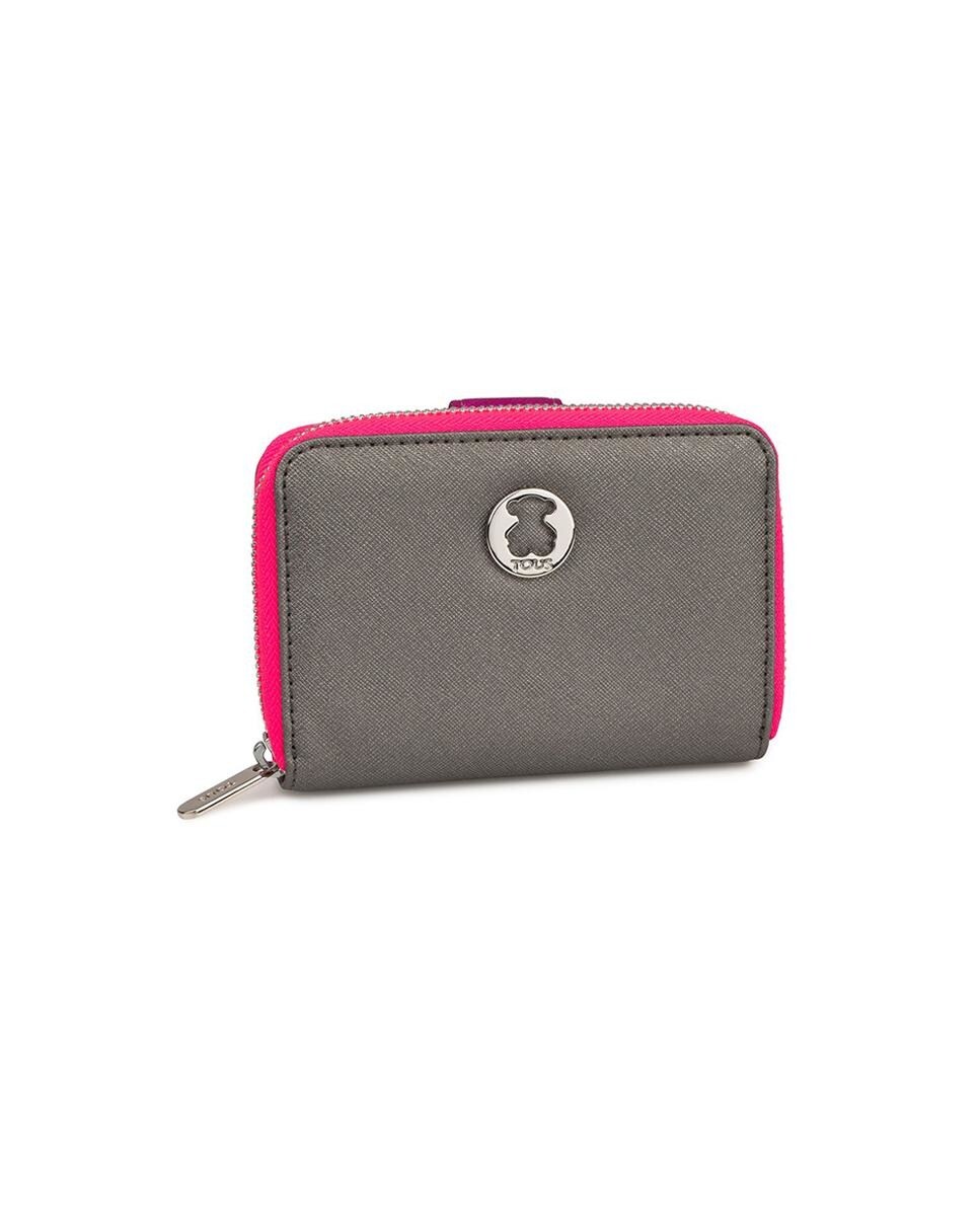 Monedero de mujer Tous plata con cremallera en rosa fluor · Moda · El