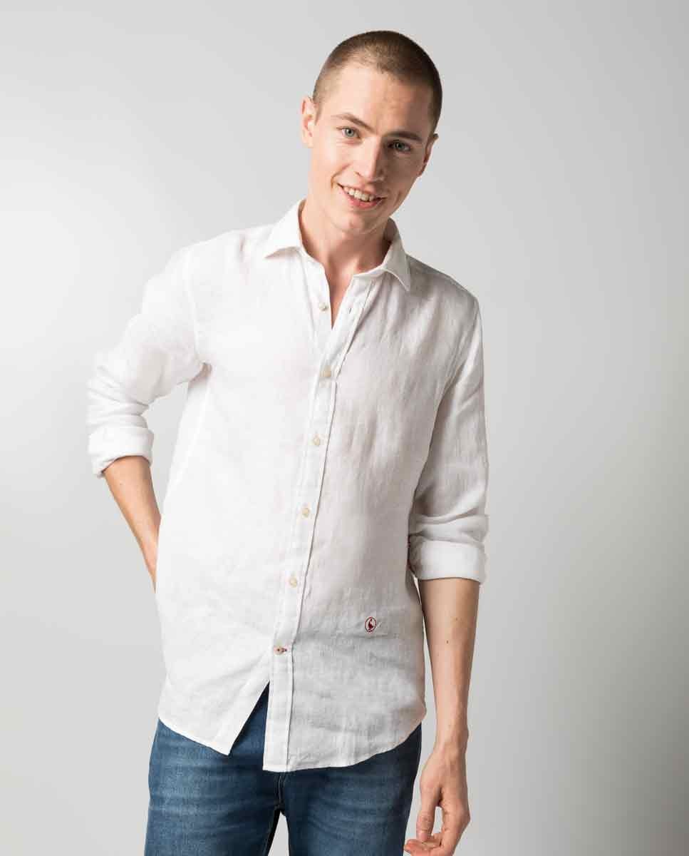 Hombre Lisa V80wmnn Camisa Regular Hrtsqd Blanca Lino Ganso De El qMGLpUSzV