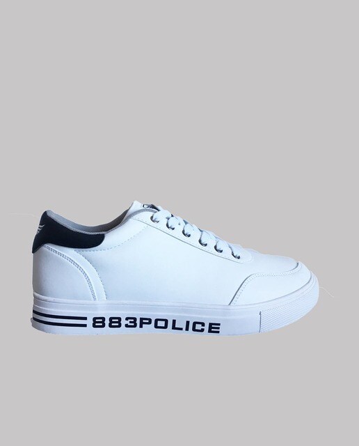 Blanco Lona Con Police De Hombre Color 883 Zapatillas Cordones AL4Rc5j3q