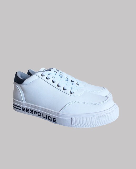 Blanco Lona Con Police De Hombre Color 883 Zapatillas Cordones AL4Rc5j3q