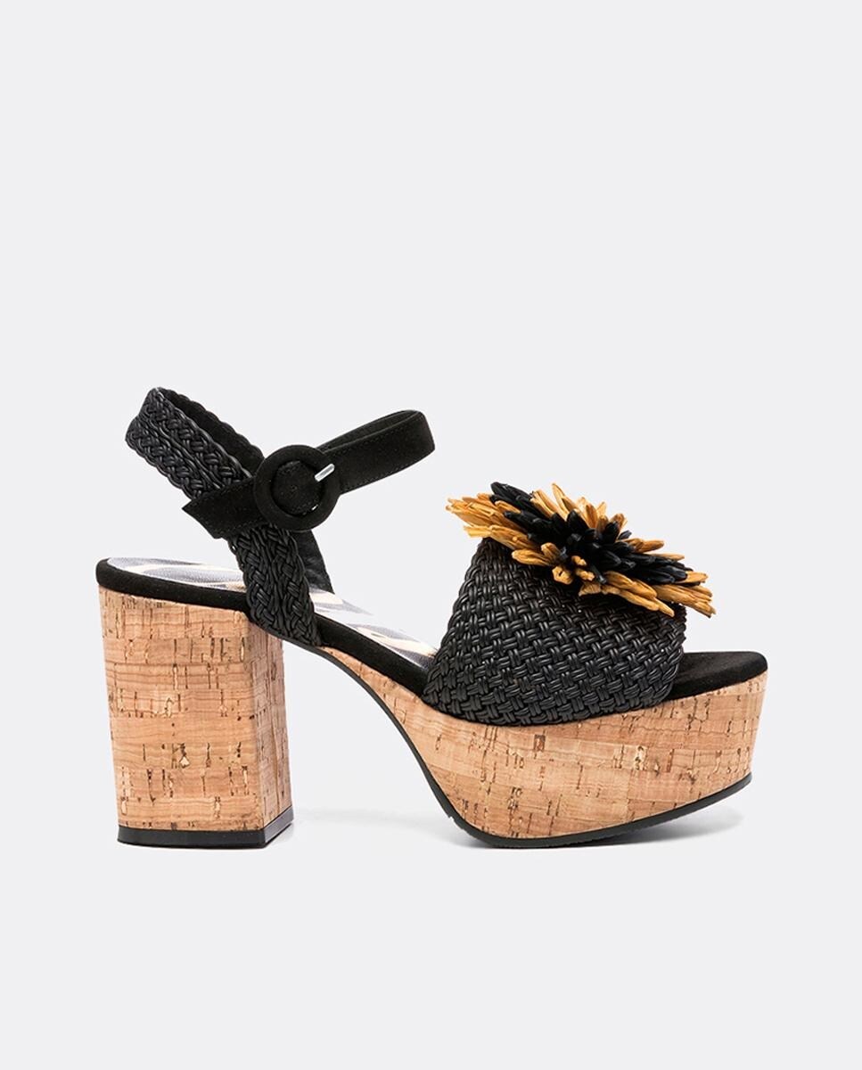 Negro Vn08nowm Con Tacón Detalle Mujer Sandalias En Flor De Cuplé BQrCxoeWd