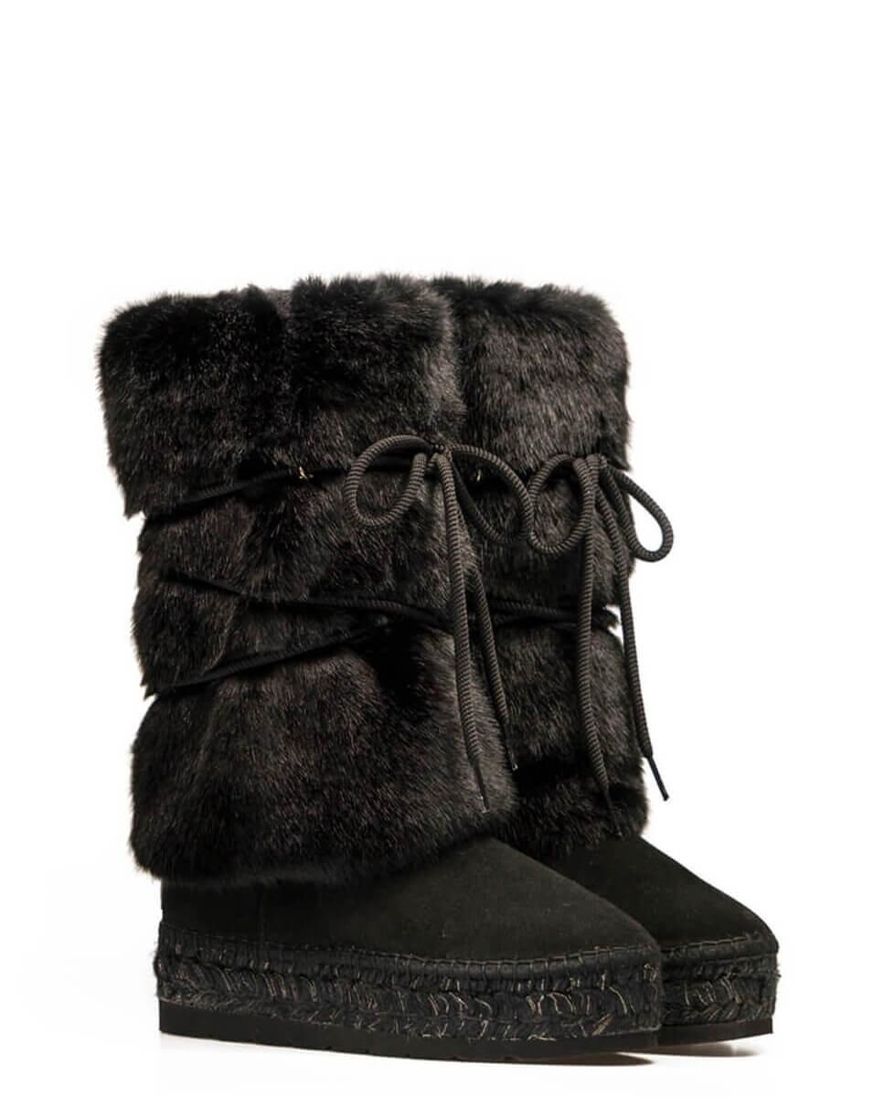 Vidorreta Botas de mujer Vidorreta en color natural con adorno de pelo y cruces de cordones Vidorreta Botas de mujer Vidorreta en color natural con adorno de pelo y cruces de cordones