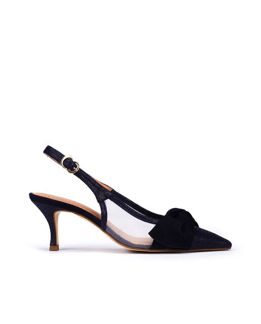 Bloque Talón Zapato de cuero para mujer Corte Marrón Acolchado Interior Azul Marino Negro Crema