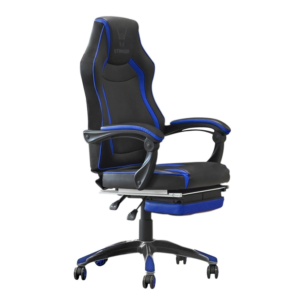 Silla Gaming Woxter Stinger Station RX BLUE, con reposapiés, inclinación ajustable.