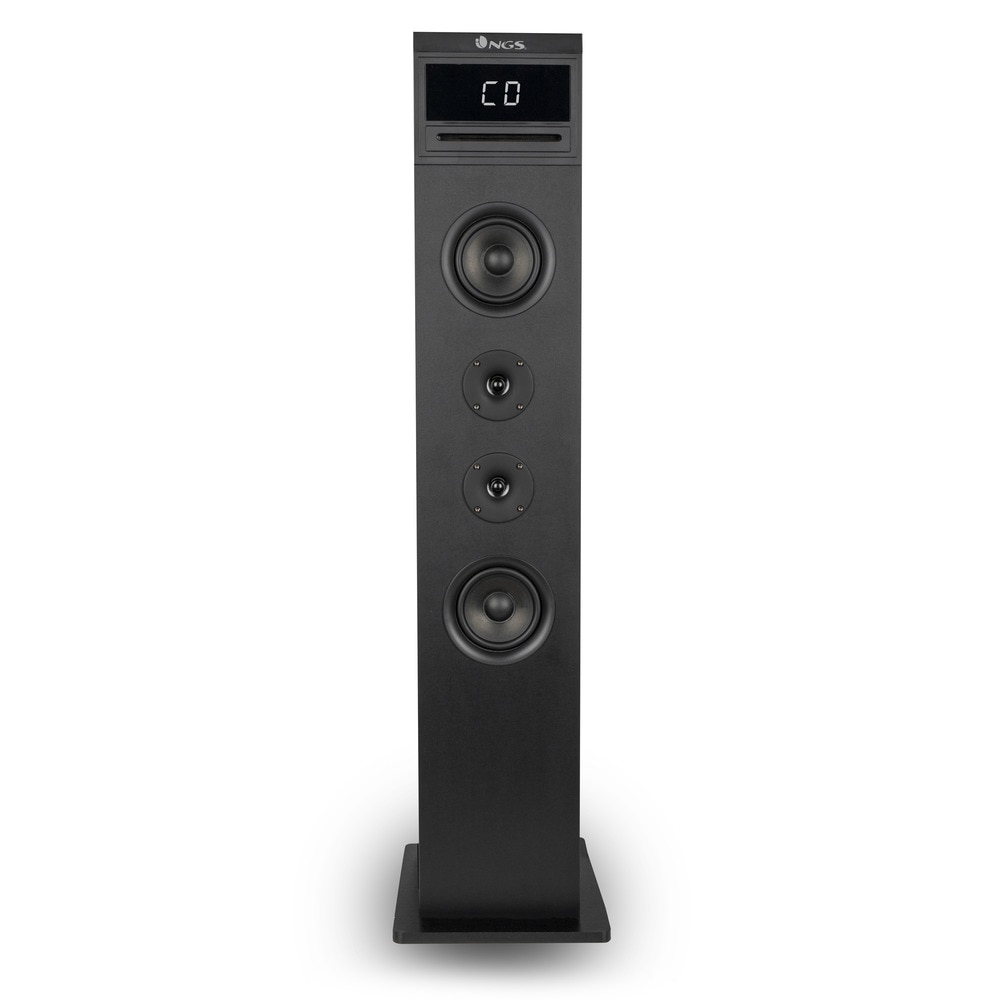 Torre De Sonido 2.1 Ngs Skygazer De 120W/Reproductor Cd/Cargador Inalámbrico Para Smartphone/Compatible Con Tecnología Bluetooth/Usb/Aux In. Negro