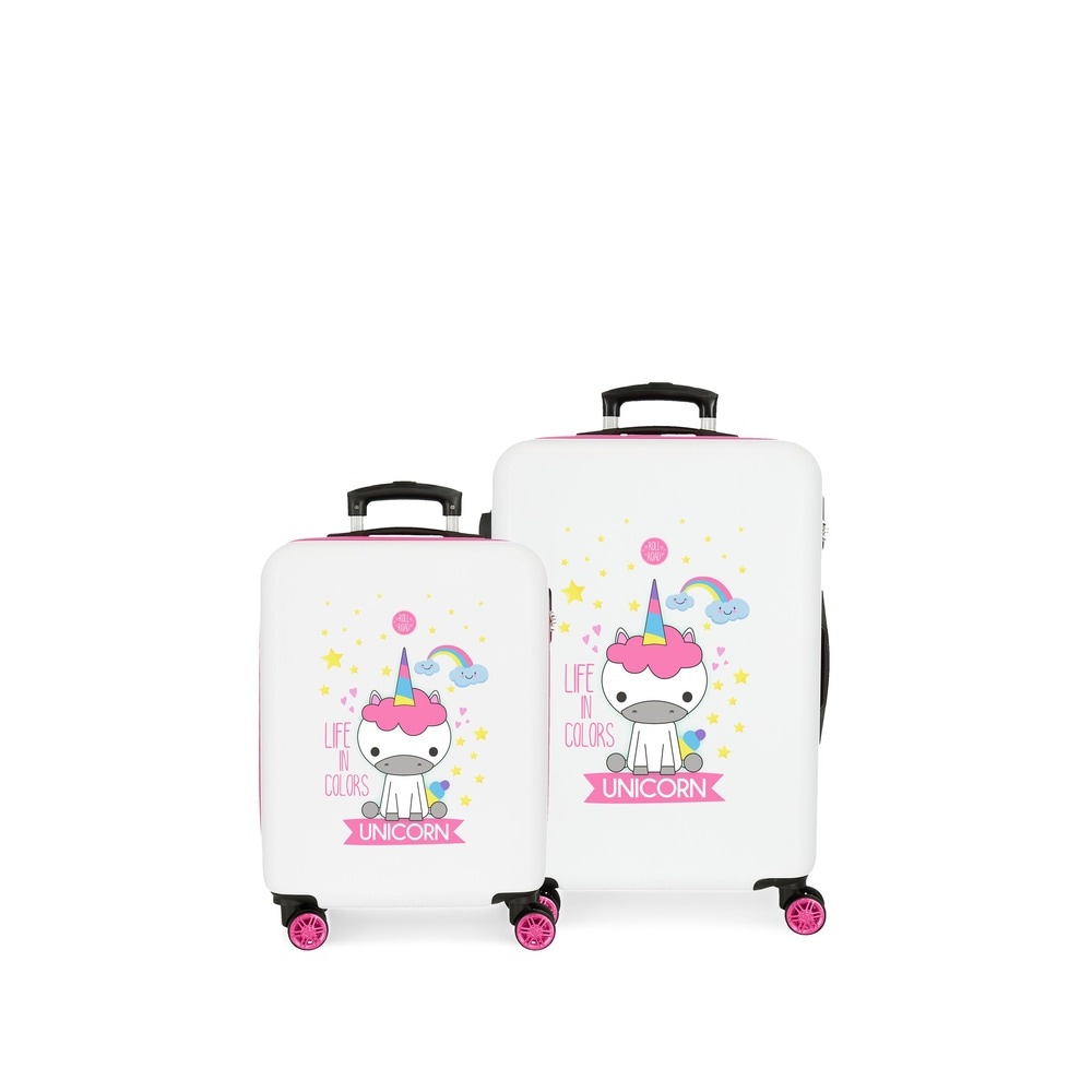 Movom - Juego de Maletas (cabina y mediana) Little Me Unicorn rígidas 55-65cm con capacidad de 91L.