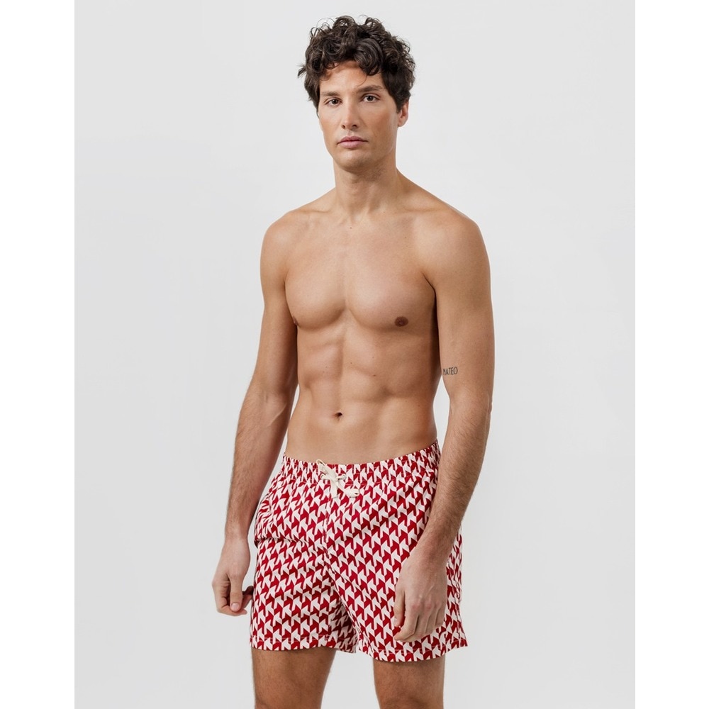 Bañador de bermuda de hombre con cintura elástica y estampado geométrico