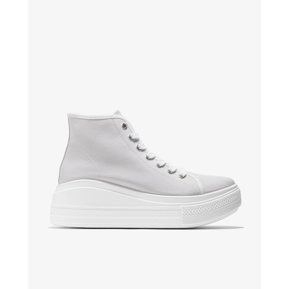 Break and Walk - Zapatillas de lona de mujer abotinadas blancas con cuña.