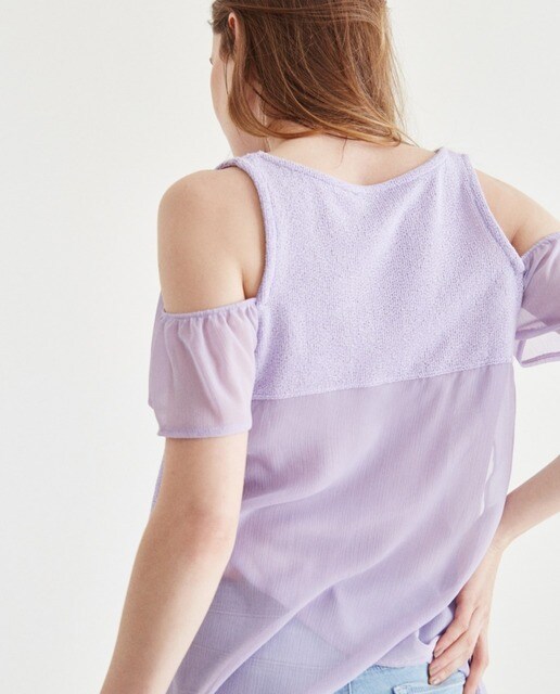 al con Camiseta de mujer OXXO hombros morado aire OXXO Awz7xHq
