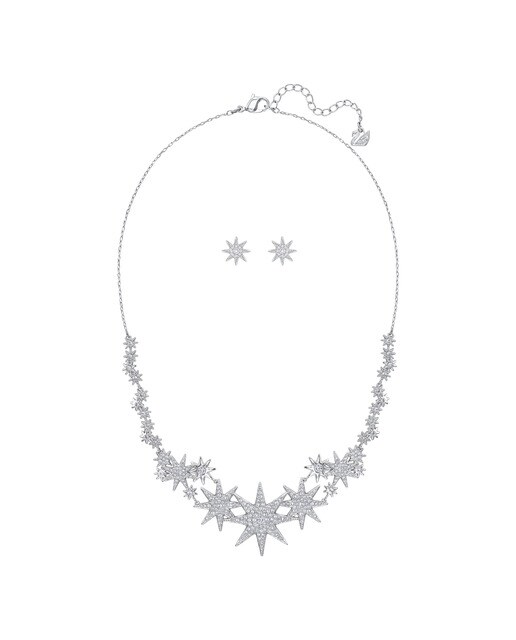 Conjunto Swarovski de collar y pendientes con estrella.