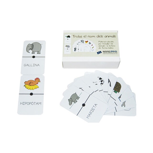 Troba el nom dels animals. Material educatiu per treballar els animals i la lectura de forma lúdica.pdf